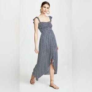 Tiare Hawaii Navy and White Maxi Dress O/S